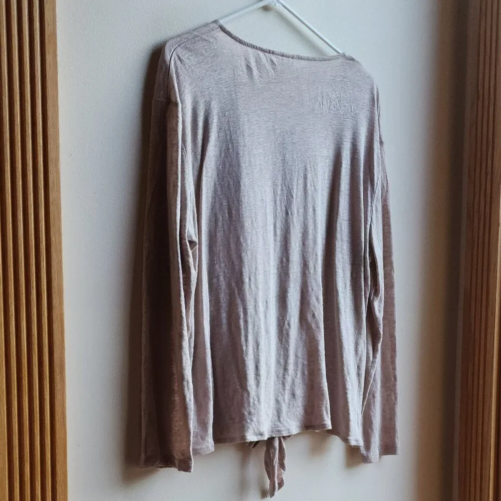 NWT H&M Natural 100% Linen V-Neck Tie-Front Jersey Size XL